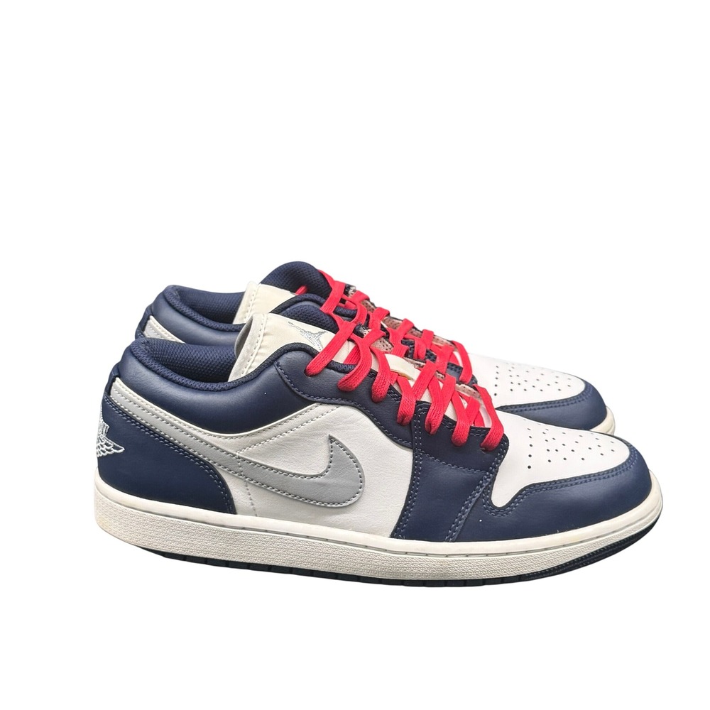 Size 9 - Nike Air Jordan 1 Low Midnight Navy Metallic Silver White 553558-412